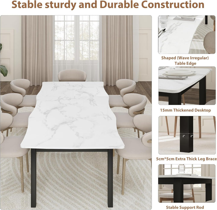 PremiumGrade 79Inch Dining Table Iron Legs MarbleTop
