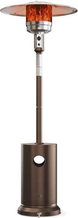 48,000 BTU Patio Heater for Outdoor Use with round Table Design, Double-Layer Stainless Steel Burner and Wheels, Outdoor Patio Heater for Home and Commercial, Bronze, 31.9" X 31.9" X 86.6"