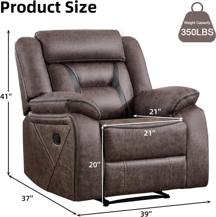 Manual Recliner Chair, Faux Leather Single Reclining Sofa Chair with Overstuffed Armrest and Headrest, for Living Room, Bedroom Furniture, Meeting Room, Grey