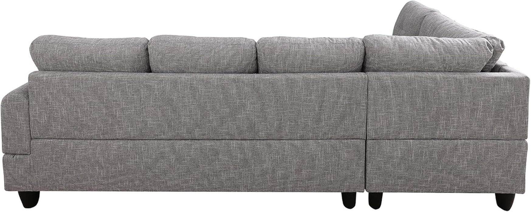3-Piece Flannel Sectional Sofa Set with Left Facing Chaise and Storage Ottoman, Pillow, L-Shaped Couch for Living Room, Office, Apartment, Grey