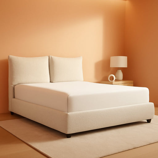 Linna Chenille Upholstery Eastern King Platform Bed in Beige