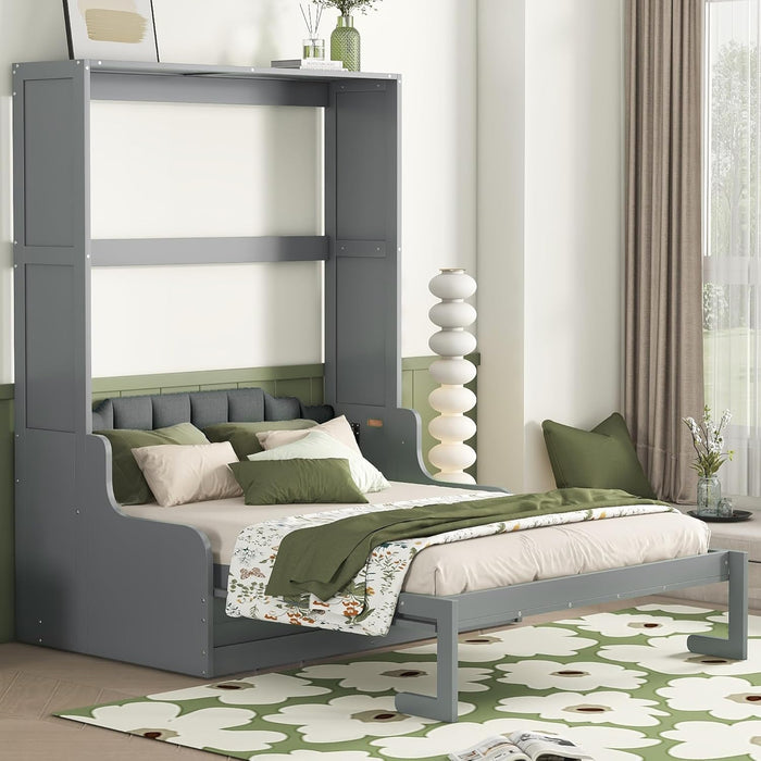 Queen Size SlateGray FoldableSpaceSaving Murphy Wall Bed