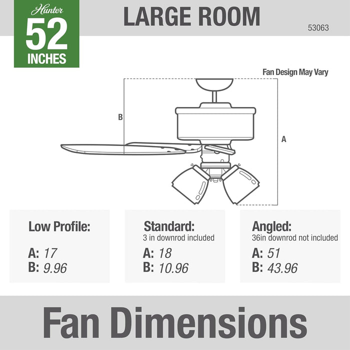 Fan Company, 53063, Studio Series 52 Inch Ceiling Fan with Lights, 4 Covered Energy Efficient LED Lights, Pull Chain, Antique Brass