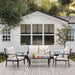 4 Pieces Patio Furniture Set W/Loveseat,Coffe Table,Outdoor Conversation Metal Sofa with High Back and Thick Cushion,For Backyard,Garden,Beige