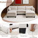 111Inch Modular Sectional Sofa Beige Upholstered Cushions