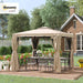 10' X 10' Patio Gazebo, Aluminum Frame Double Roof Outdoor Gazebo Canopy Shelter with Netting & Curtains, for Garden, Lawn, Backyard and Deck, Khaki