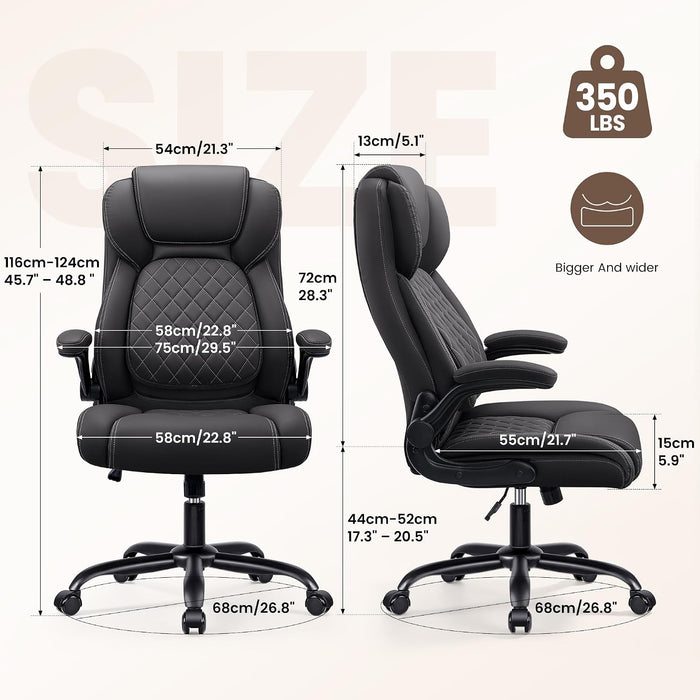 Ergonomic Office Chair, Big and Tall Leather Desk Chair with Lumbar Support