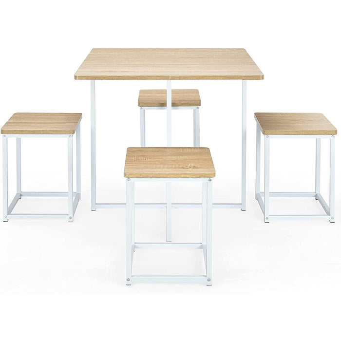 5-Piece Compact Kitchen Table and Chairs Set, Beige/White