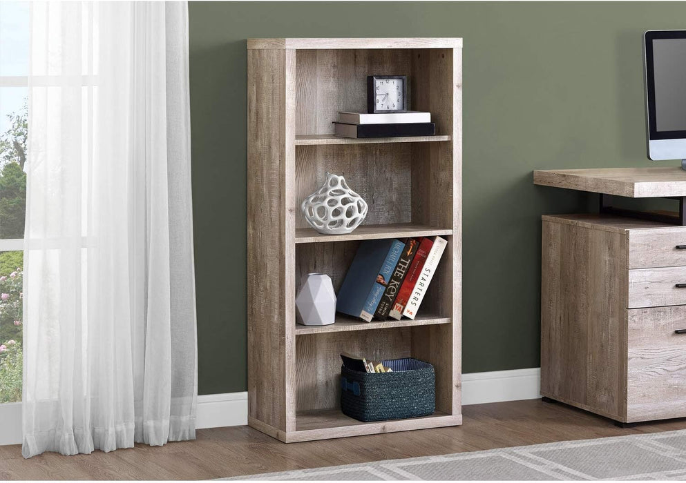 Taupe 48 Inches Bookcase Etagere Adjustable Shelves