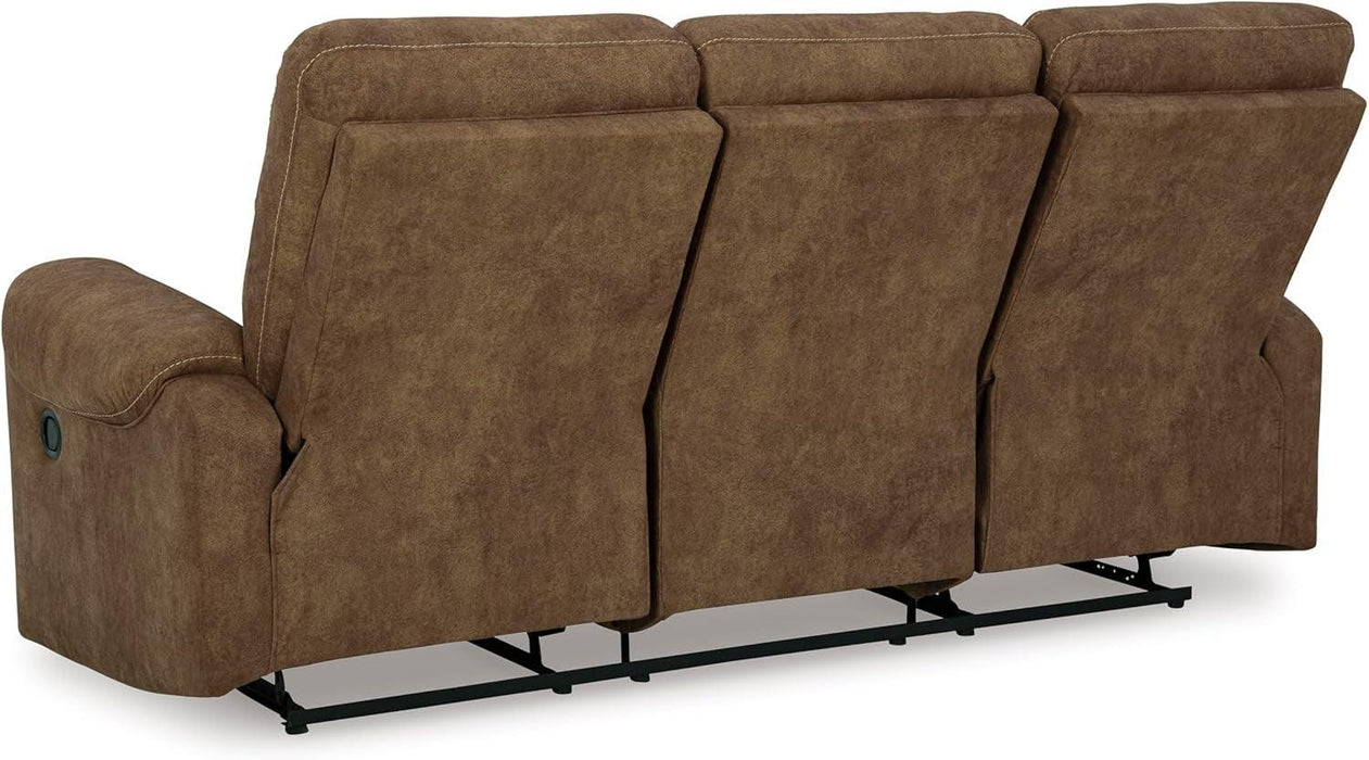 Edenwold Contemporary Faux Leather Manual Reclining Sofa, Dark Brown