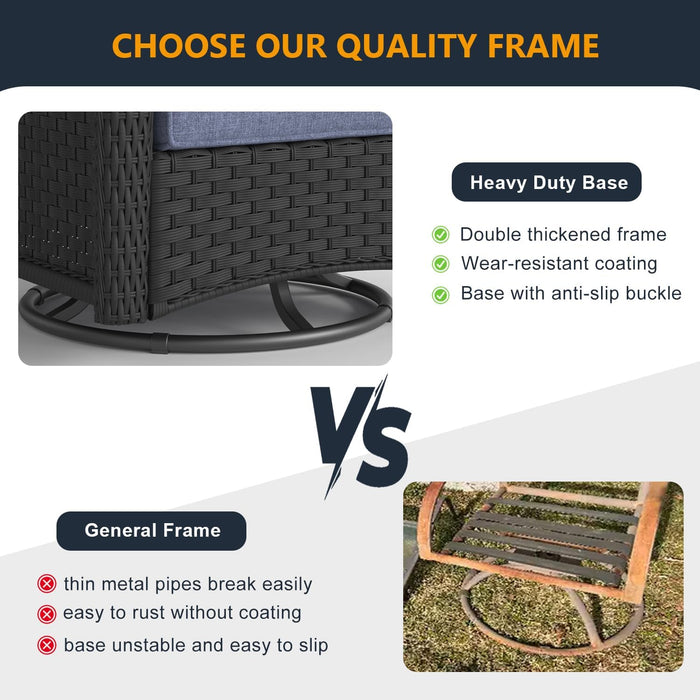 Outdoor Patio Furniture Sets with Fire Pit Table 10 Pieces Wicker Swivel Rocker Chairs and Sofa Sets for Backyard Deck