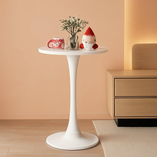 Modern Tulip round Bar Table, 41” Height Bistro Pub Table, Height Cocktail Bar Table with Metal Pedestal Base and MDF Top for Kitchen, Dining Room, Home Bar, Café, Small Spaces, White