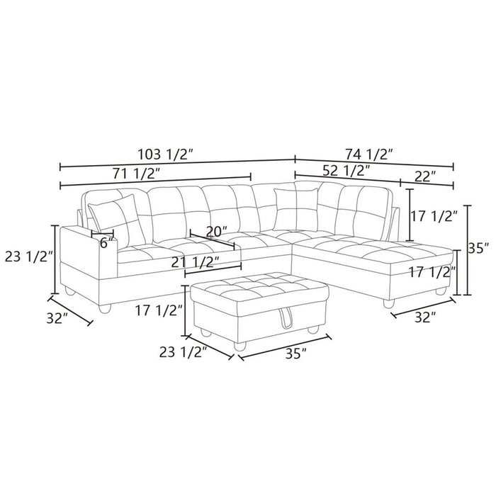 Sectional Sofa, Free Combination Sectional Couch, Small L Shaped Sectional Sofa, Modern Sofa Set for Living Room, Brown(Without Ottoman)