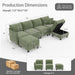 Green 112Inches Sectional Sofa With Storage Ottomans