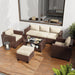 Patio Furniture Set 7 PCS Patio Conversation Sets, All-Weather PE Rattan Outdoor Sectional Sofa with Cushion and 2- Tier Glass Coffee Table（Brown/Beige）