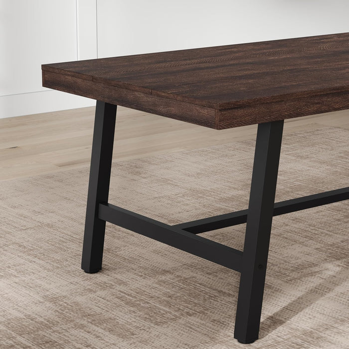 71" Large Kitchen Table, Industrial Wood Dining Table, Rustic Birch
