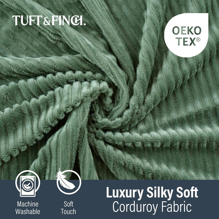 2-Piece Modular Corduroy Sage Green Ottoman – Boneless Convertible Floor Sleeper & Guest Seating Mat – Pet-Friendly, High-Density Certipur-Us Foam, Washable Covers, Anti-Slip Base