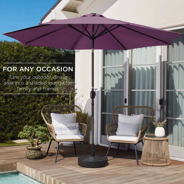 10Ft Outdoor Steel Market Patio Umbrella W/ Crank, Tilt Push Button, 6 Ribs - Amethyst Purple