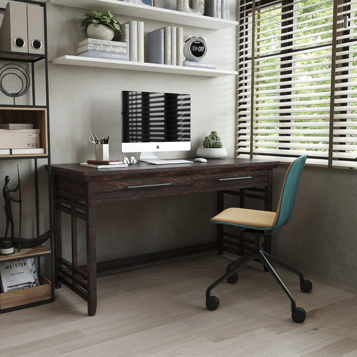 Modern Simple Home Office Computer Laptop Writing Desk Wood Study Table Workstation with Drawers - 55 Inch - Norrell (Espresso)
