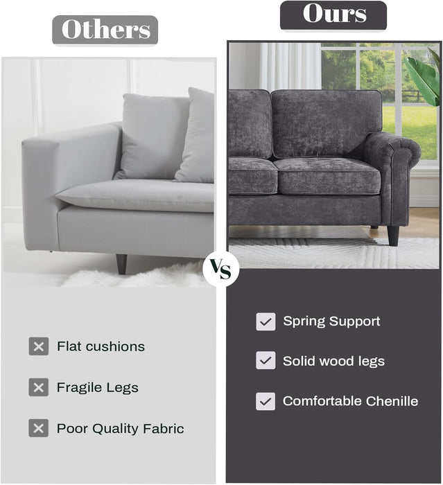 Gray Three Seater Sofa With Upholstered Cushioning