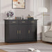 Buffet Cabinet with Storage - Buffets & Sideboards Kitchen Storage Cabinet, Wood Console Table Coffee Bar Accent Cabinets for Living Room Dining Room Entryway Large 3 Doors & Drawers, Black 47.2"W