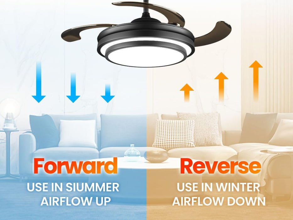 48 Inch Retractable Ceiling Fan Intelligent Controller