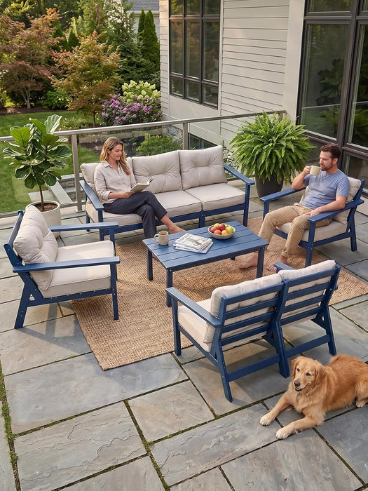 7 Seats HDPE Patio Conversation Sets, Outdoor Patio Furniture Set
