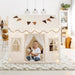 Kids Play Tent, Toddlers Large Playhouse with Mat, Star String, Flag, Machine Washable, Indoor and Outdoor Play Tent for Kids, Girls & Boy Aged 3+, 50" X 34" X 51", Cream