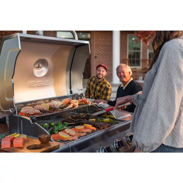 4-Burner Propane Gas Grill in Stainless Steel with Side Burner