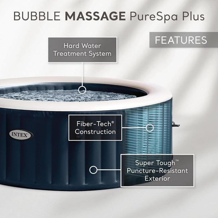 28431EP Purespa plus Bubble Massage Spa Set: Includes Energy Efficient Spa Cover – 2 Contoured Headrest – LED Light – 6 Person Capacity – 85" X 28"