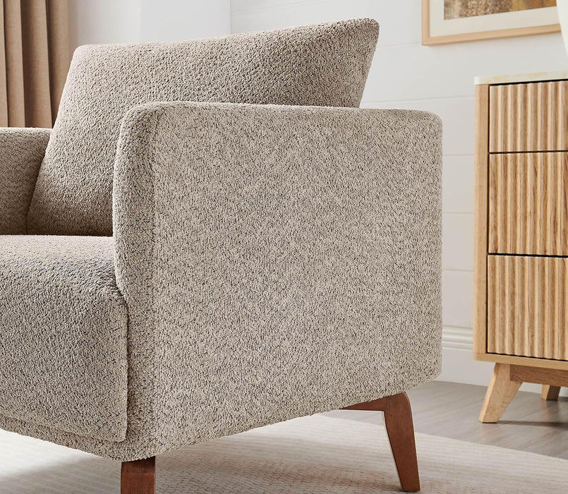 Oversized Accent Chair Modern Boucle Armchair for Living Room- 37" Wide Accent Chair with Solid Wood Legs, Camel Upholstered Lounge Chair for Bedroom & Office, Cozy Reading Chair (Easy Assembly)