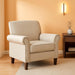 Upholstered Living Room Chair - Large Comfy Fabric Accent Chair Single Sofa with Cushion, Rolled Armrest & Nailhead Trim, Mid Century Farmhouse Armchair for Bedroom, Office, Beige