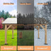 13X15 Ft Spruce Wood Gazebo, Outdoor Gazebo with Bar Storage, Hardtop Wooden Paviloin with Metal Steel Gable Roof, Patio, Garage, Black + Natural Wood