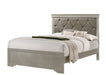 5 Piece Amalia Queen Champagne Silver Upholstered Panel Bedroom Set