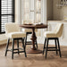 27" Swivel Bar Stools Set of 2, Upholstered Barstools with Padded Seats and Solid Wood Legs, Counter Height Kitchen Stools for Kitchen Island, Breakfast Nook, Beige