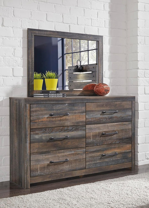 Drystan Weathered Brown Rusticated Six Drawer Dresser