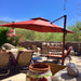 Patio Umbrella 10Ft Double Top Wood-Grain Finish, Brick Red