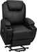 Power Lift Recliner Chair PU Leather with Massage for Elderly Ergonomic Lounge Chair Classic Single Sofa with 2 Cup Holders Side Pockets Home Theater Seat (Leather, Light Black)