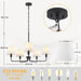 29.52" Black Farmhouse Chandelier with Fabric Shade, 5-Arm Vintage Modern Dining Room Light Fixture, Kitchen Island Pendant Hanging Foyer Light Fixture for Entryway Hallway Living Room over Table