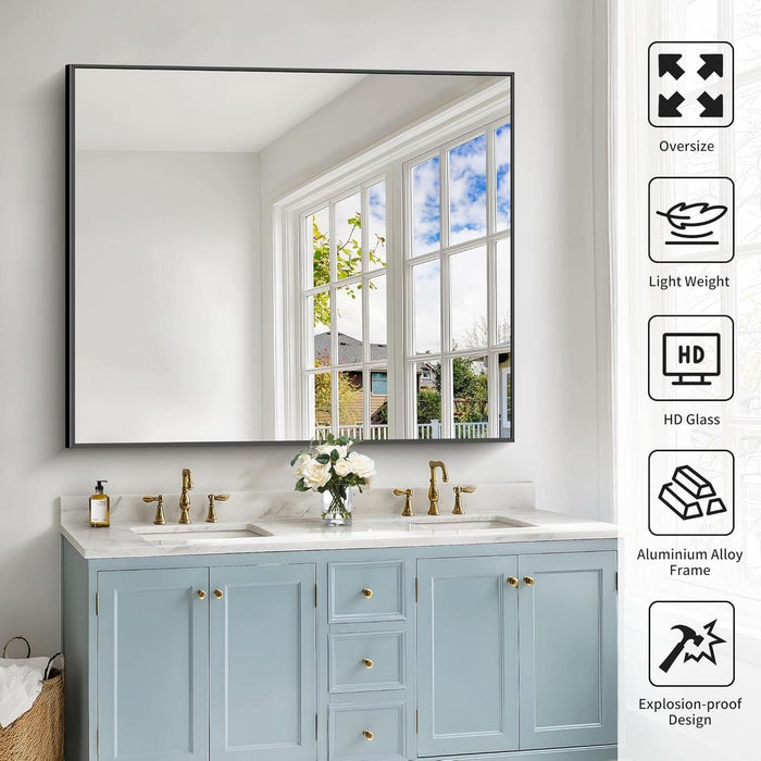 FortyByFortyEightInch Black Elegant Bathroom Mirror