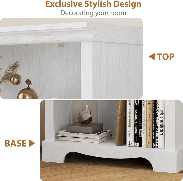 3-Tier Bookshelf, White Bookshelf with Adjustable Shelf, Wooden Bookshelf Open Storage, 9.8" D X 24.6" W X 38" H, Small Bookcase for Study Room, Living Room, Home Office, Bedroom (White)