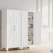 61-Inch Tall White Metal Storage Cabinet Barn-Doors