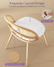 Rattan Dinner Chairs Set of 4 with Faux Leather Cushion, Modern Dining Room Chairs W/Adjustable Foot Pads, Kitchen Boho Chairs Mid Century Upholstered, White