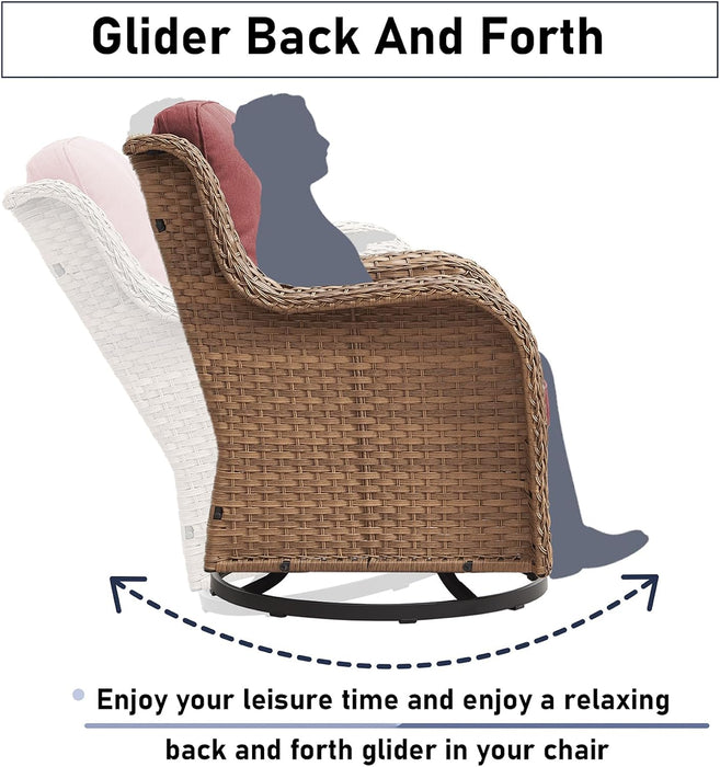 Outdoor Furniture Set: 11 PCS Patio Furniture Set with Outdoor Swivel Rocker Patio Chairs, Yellow/Red