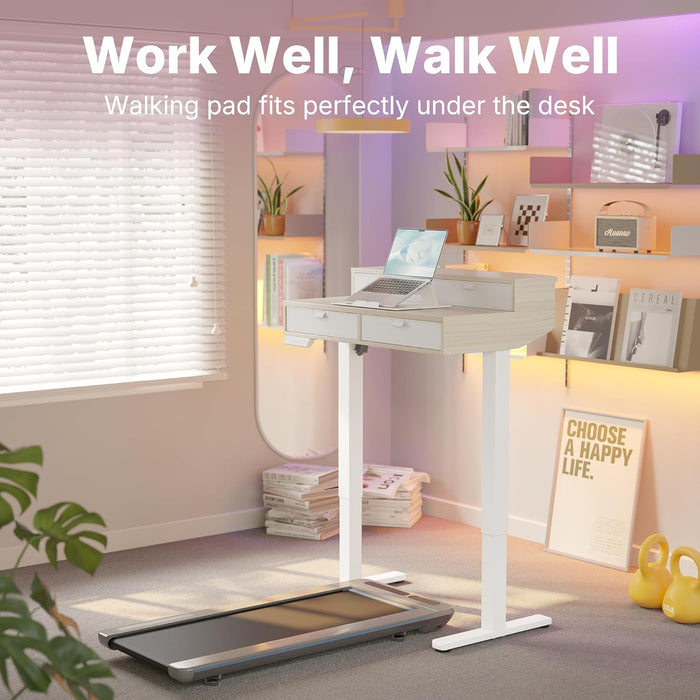 32 X 20 Inch Electric Standing Desk with 4 Drawers, Adjustable Height Sit Stand Home Office Desk, C-Clamp Mount Compatible, Ergonomic Stand up Desk with 4 Preset Heights, Natural