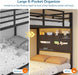 Low Bunk Bed Twin over Twin with 6 Storage Drawers and 6-Pocket Organizer, Reversible Storage Staircase(Left or Right), Bunk Bed for Kids with LED Lights,Metal Frame with Safety High Guardrails, Black