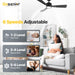 42 Inch Ceiling Fans with Lights and Remote, Small Bedroom Ceiling Fan with 3 Reversible Blades (Black/Wood), Quiet DC Motor, 6 Speeds, 3 Color, Memory Function, Modern Fan for Home, Black