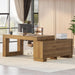 Brown 63InchLong LShaped Desk With Sliding Cabinets