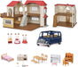 Red Roof Grand Mansion Gift Set, Dollhouse Playset with 3 Figures, Furniture, Vehicle and Accessories