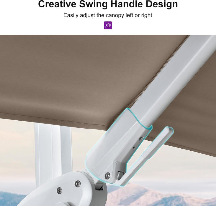 Cantilever White Umbrella 9' X 12' Left and Right Tilt, Beige